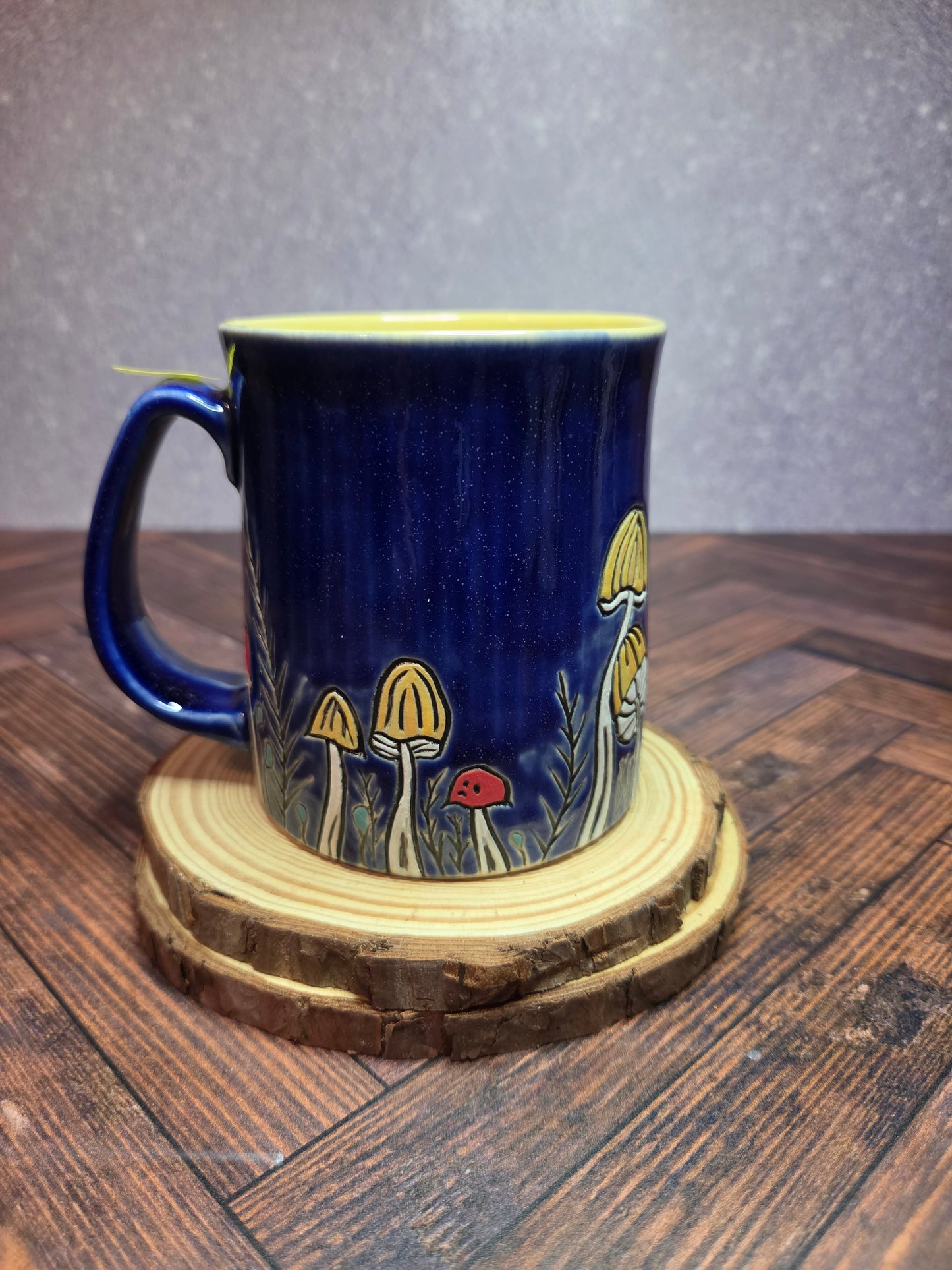 23. Raining on Mushrooms, Carved Mug 14oz